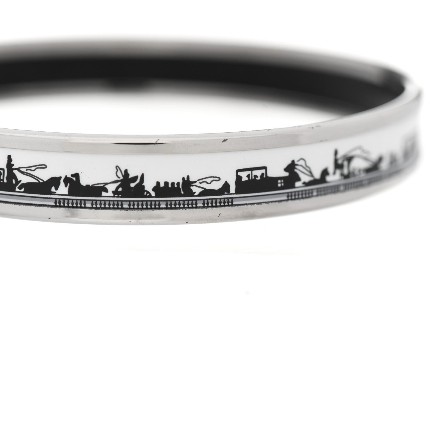 Hermes Enamel Printed Carriage Narrow Bracelet 65 7 of 7