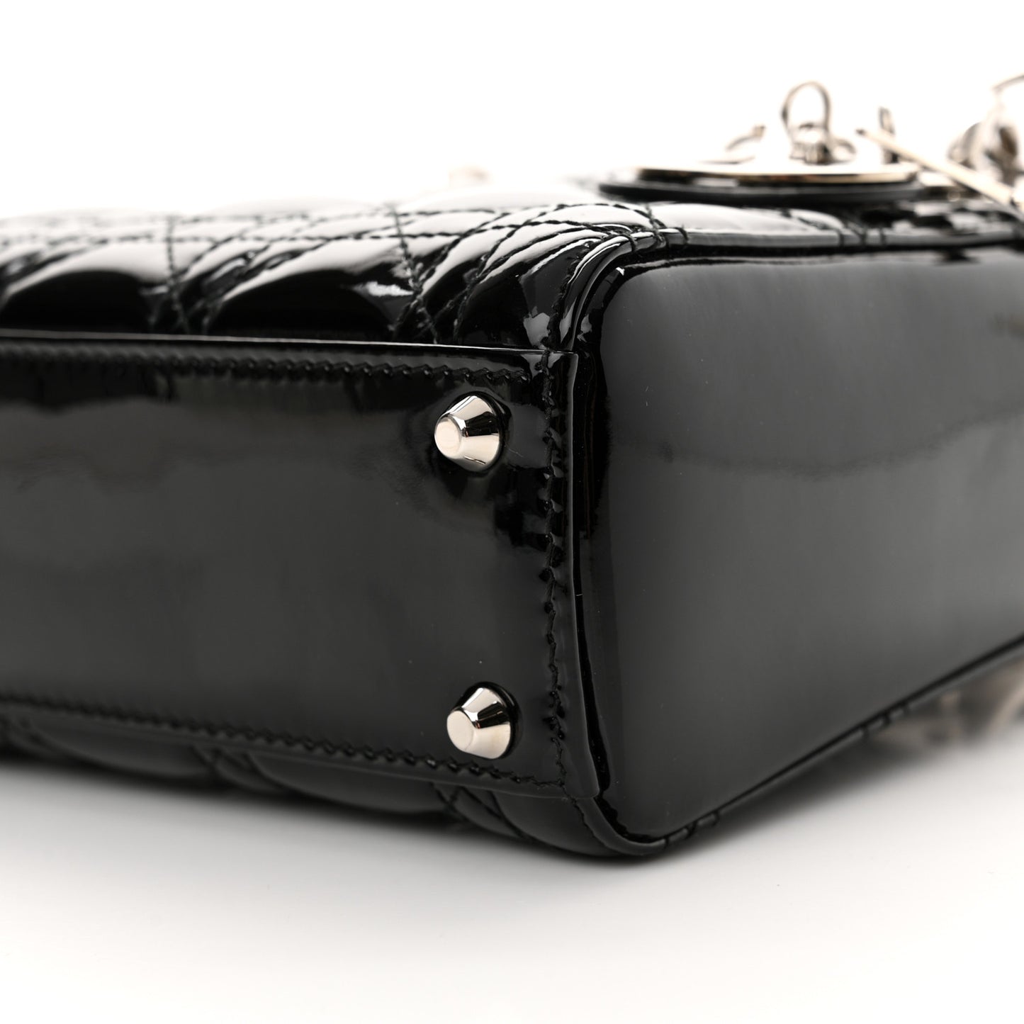 Patent Cannage Mini Lady Dior Black