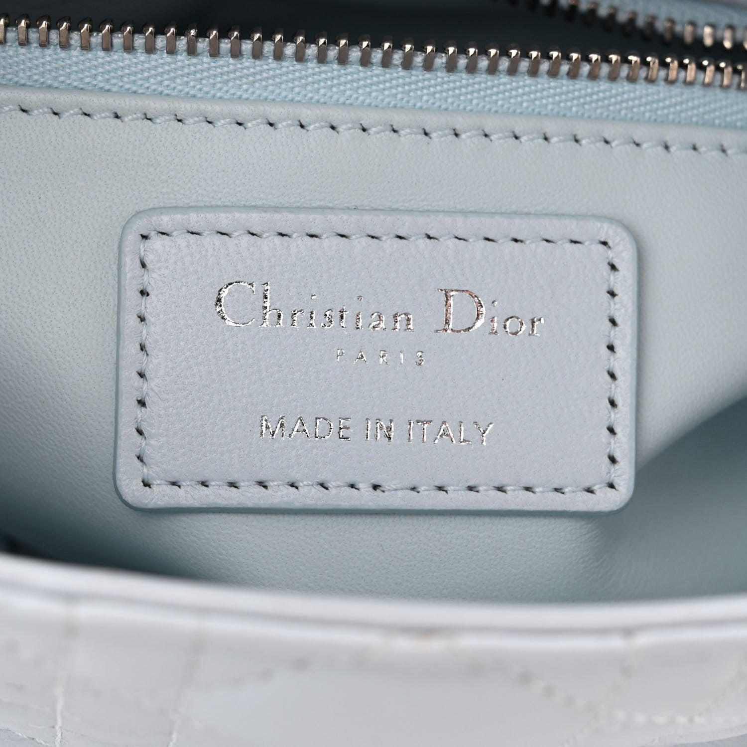 Christian Dior Lambskin Cannage Mini Lady Dior Crystal Strap Light Blue 6 of 12