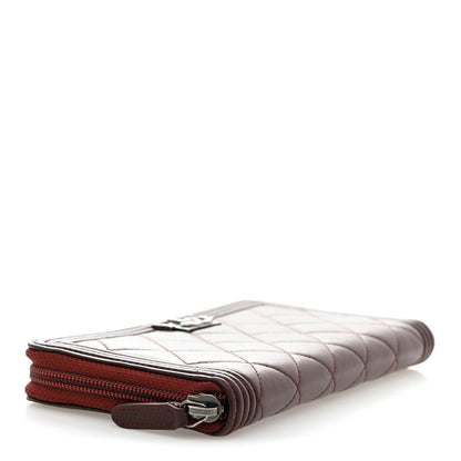 Chanel Lambskin Quilted Boy Zip Around Wallet Burgundy 4 of 9