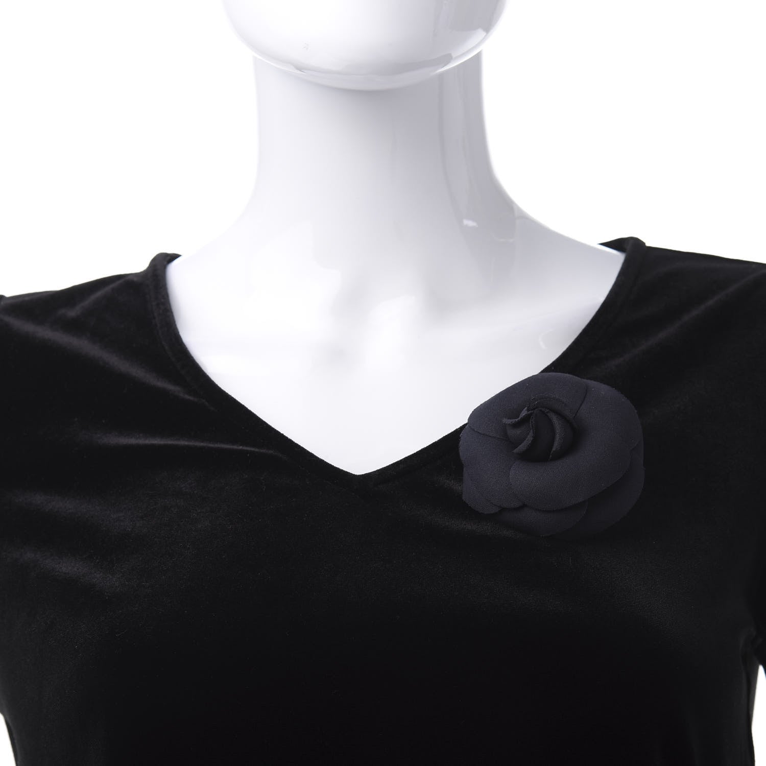 Chanel Silk Taffeta Camellia Brooch Pin Navy 2 of 5