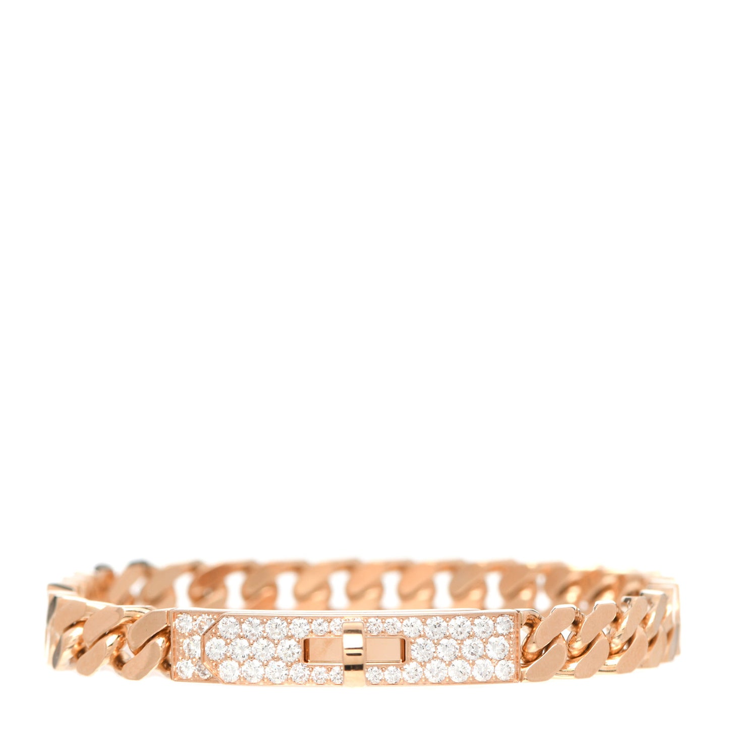 18K Rose Gold Diamond PM Kelly Gourmette Bracelet ST