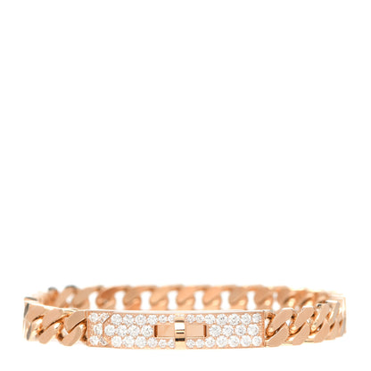 Hermes 18K Rose Gold Diamond PM Kelly Gourmette Bracelet ST 6 of 7