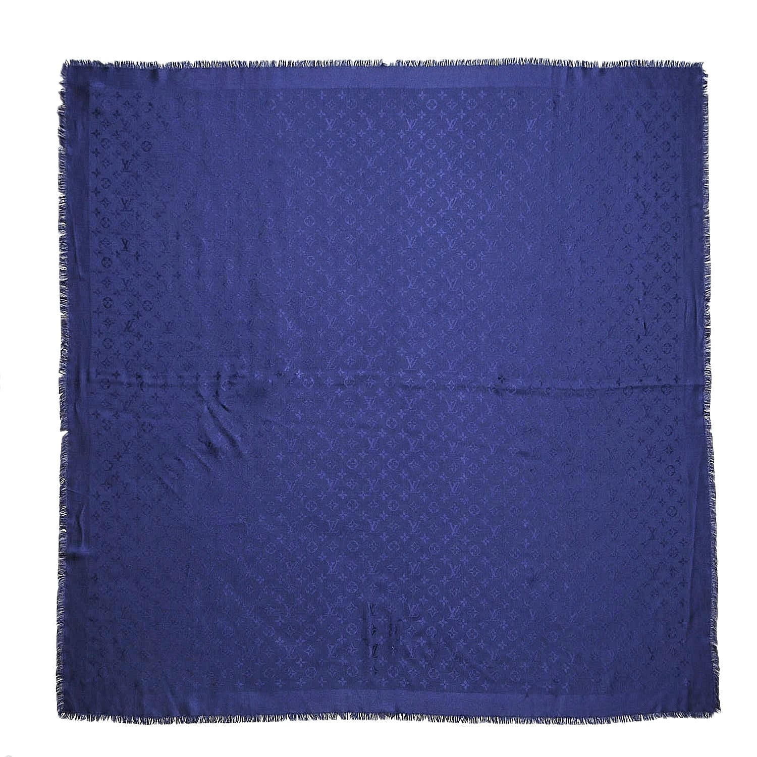 Louis Vuitton Wool Silk Monogram Shawl Night Blue 1 of 2