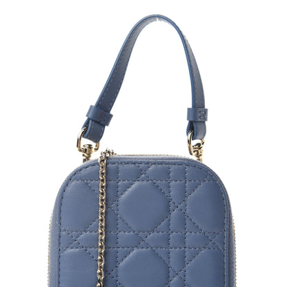 Christian Dior Lambskin Cannage Lady Dior Phone Holder Denim Blue 10 of 11