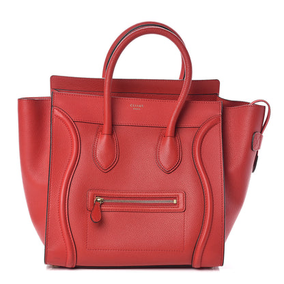 Celine Drummed Calfskin Mini Luggage Coquelicot 1 of 9