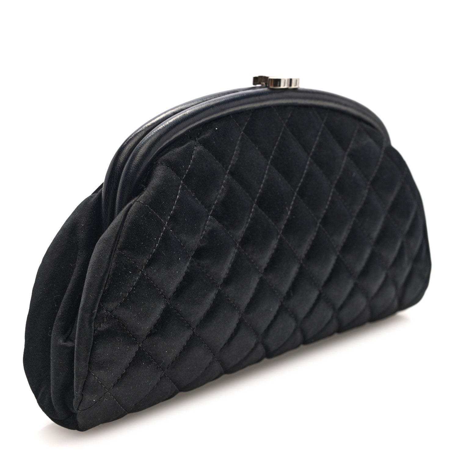 Chanel Satin Quilted Timeless Clutch Black 3 of 8
