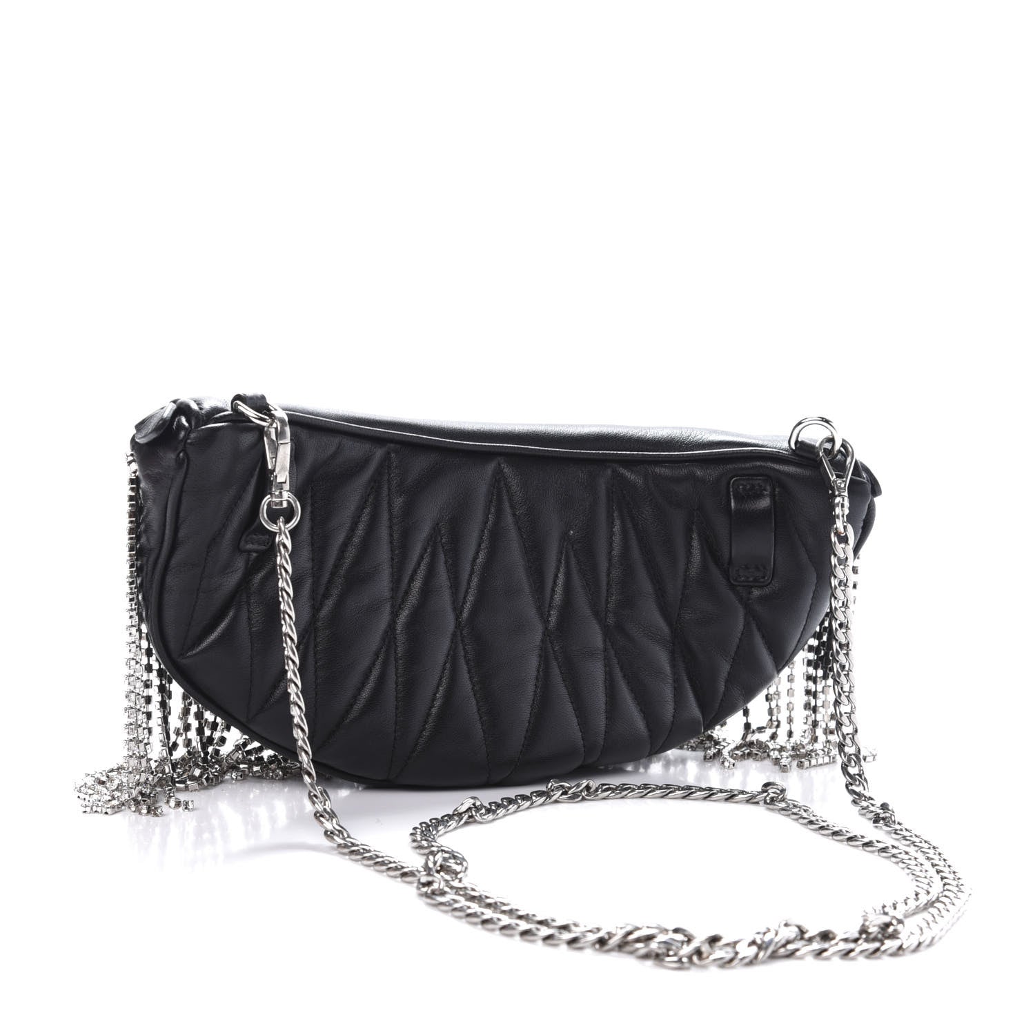 Miu Miu Nappa Crystal Fringe Belt Bag Black 2 of 9