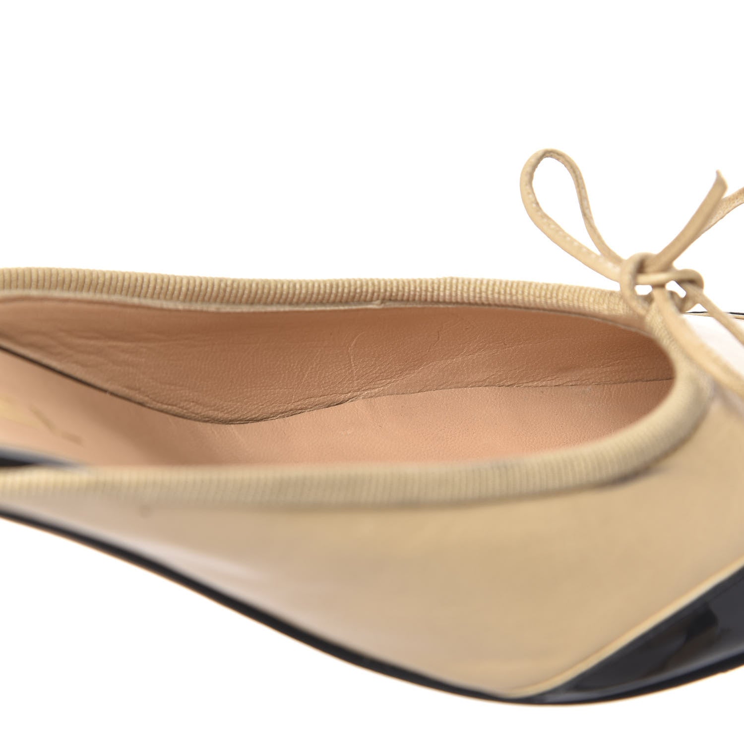 Chanel Lambskin Patent Cap Toe Bow CC Mules 39 Beige Black 9 of 10
