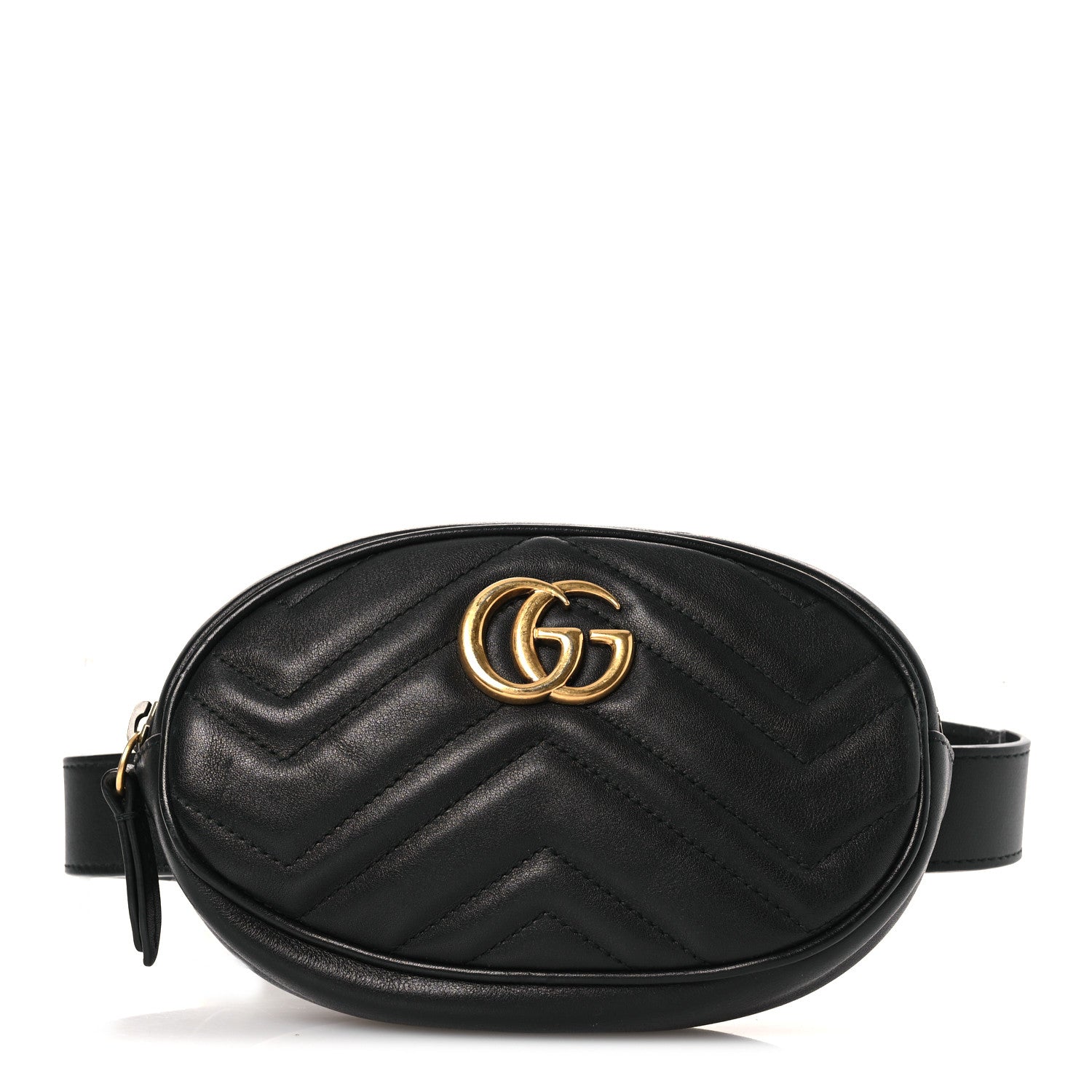 Gucci Calfskin Matelasse GG Marmont Belt Bag 105 42 Black 1 of 12