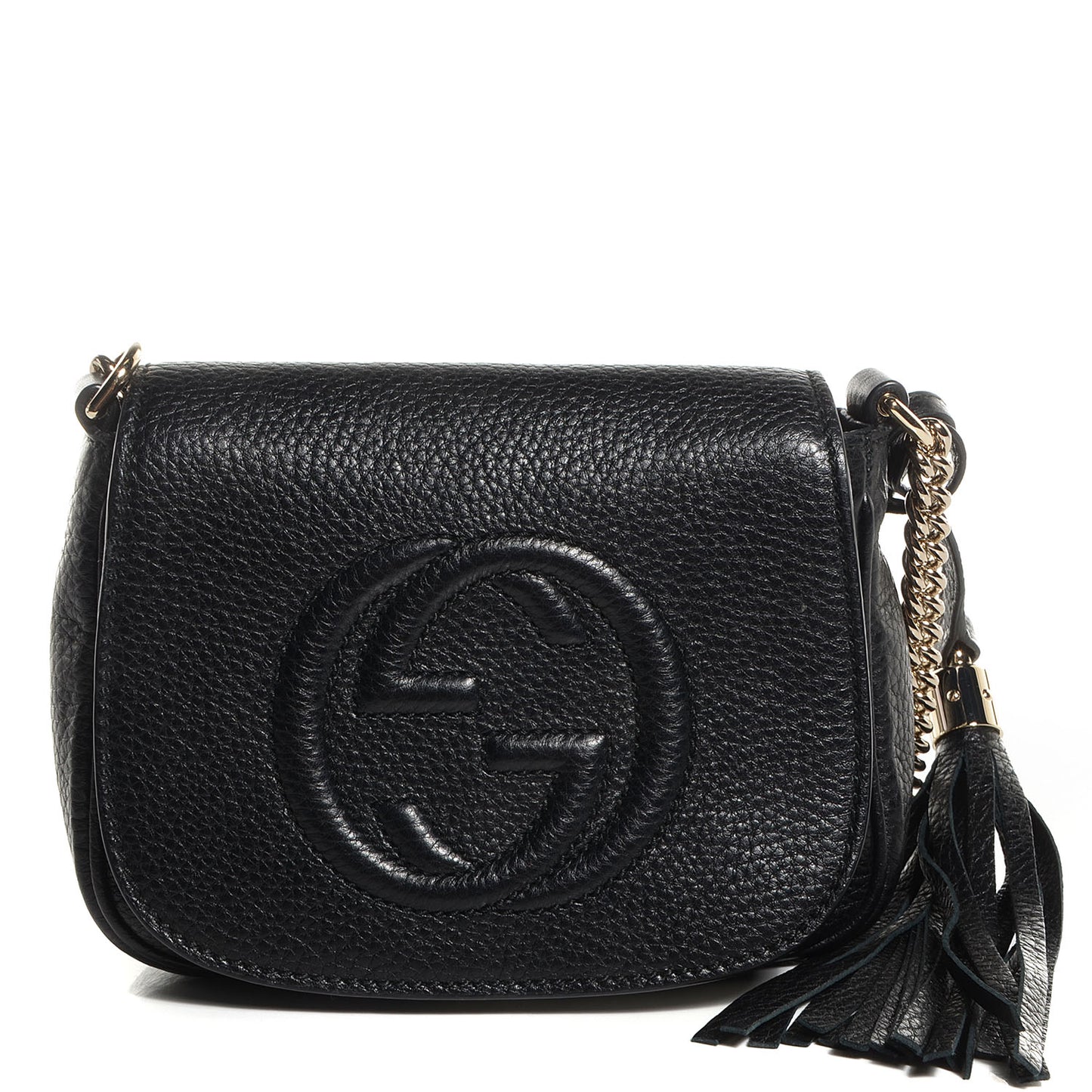 Pebbled Calfskin Small Soho Flap Crossbody Black