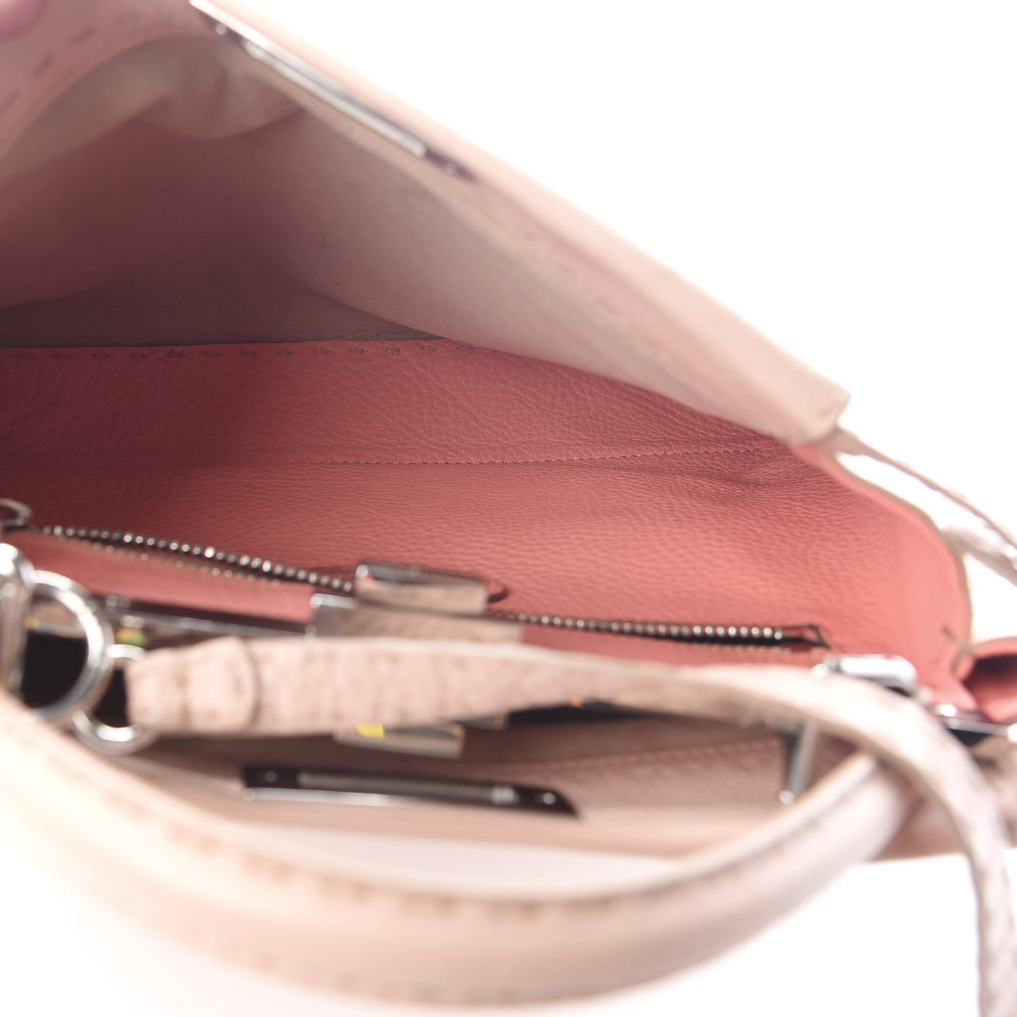 Cuoio Romano Selleria Bi-Color Medium Peekaboo Iconic Satchel Rosa Plaster Pesca