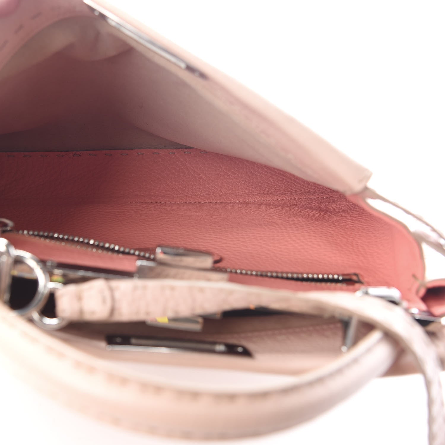 Fendi Cuoio Romano Selleria Bi-Color Medium Peekaboo Iconic Satchel Rosa Plaster Pesca 4 of 9