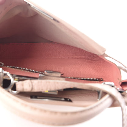 Fendi Cuoio Romano Selleria Bi-Color Medium Peekaboo Iconic Satchel Rosa Plaster Pesca 4 of 9