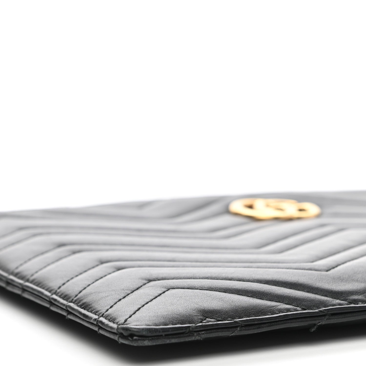 Gucci Calfskin Matelasse Large GG Marmont Zip Pouch Black 9 of 11