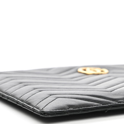 Gucci Calfskin Matelasse Large GG Marmont Zip Pouch Black 9 of 11