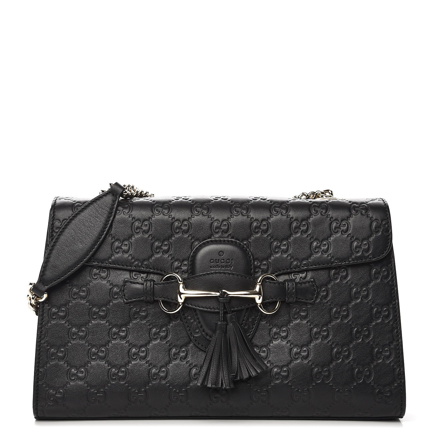 Gucci Guccissima Medium Emily Chain Shoulder Bag Black 1 of 8