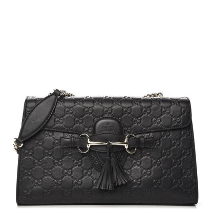 Gucci Guccissima Medium Emily Chain Shoulder Bag Black 1 of 8