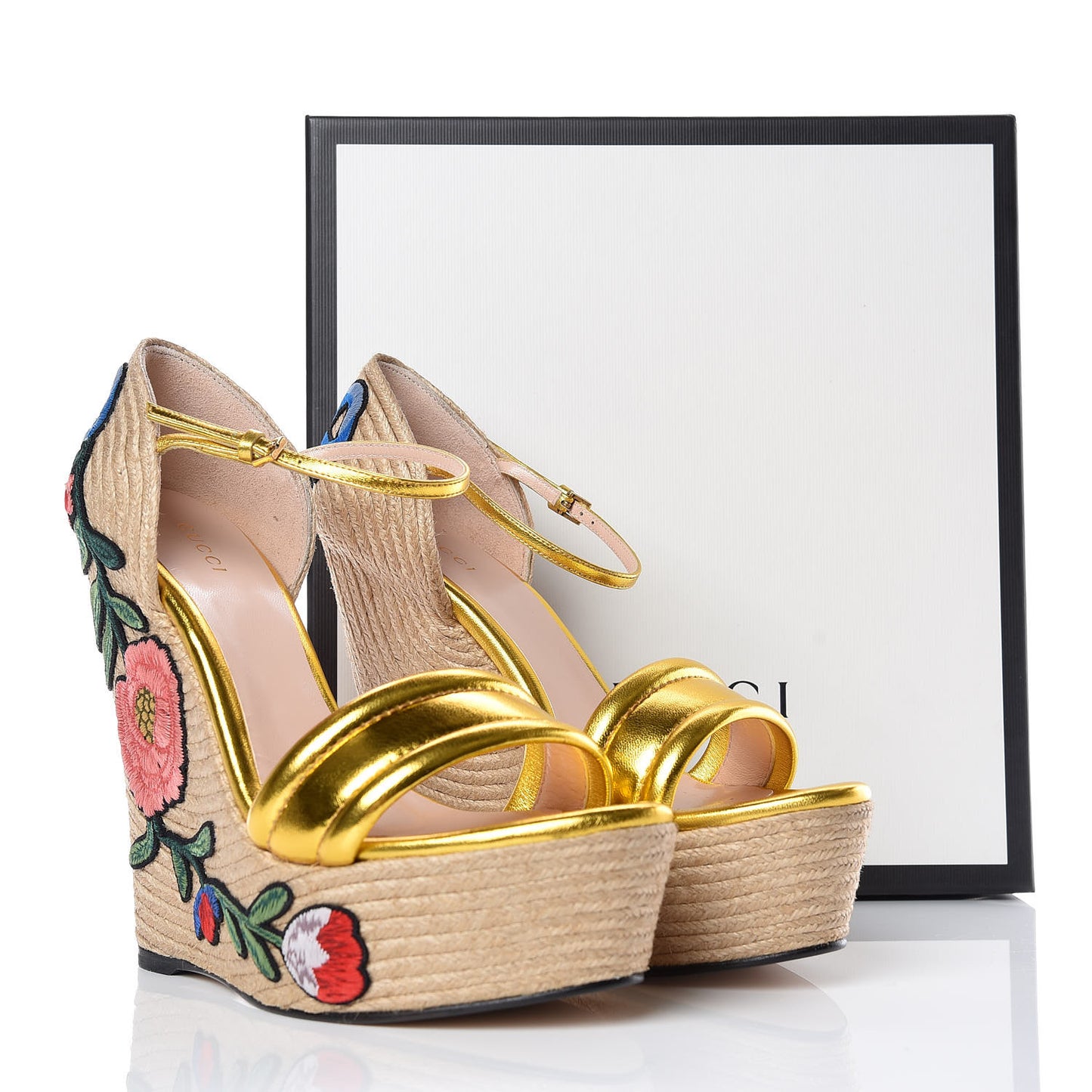 Metallic Nappa Ophelia Espadrille Platform Wedge Sandals 40 Oro Vecchio