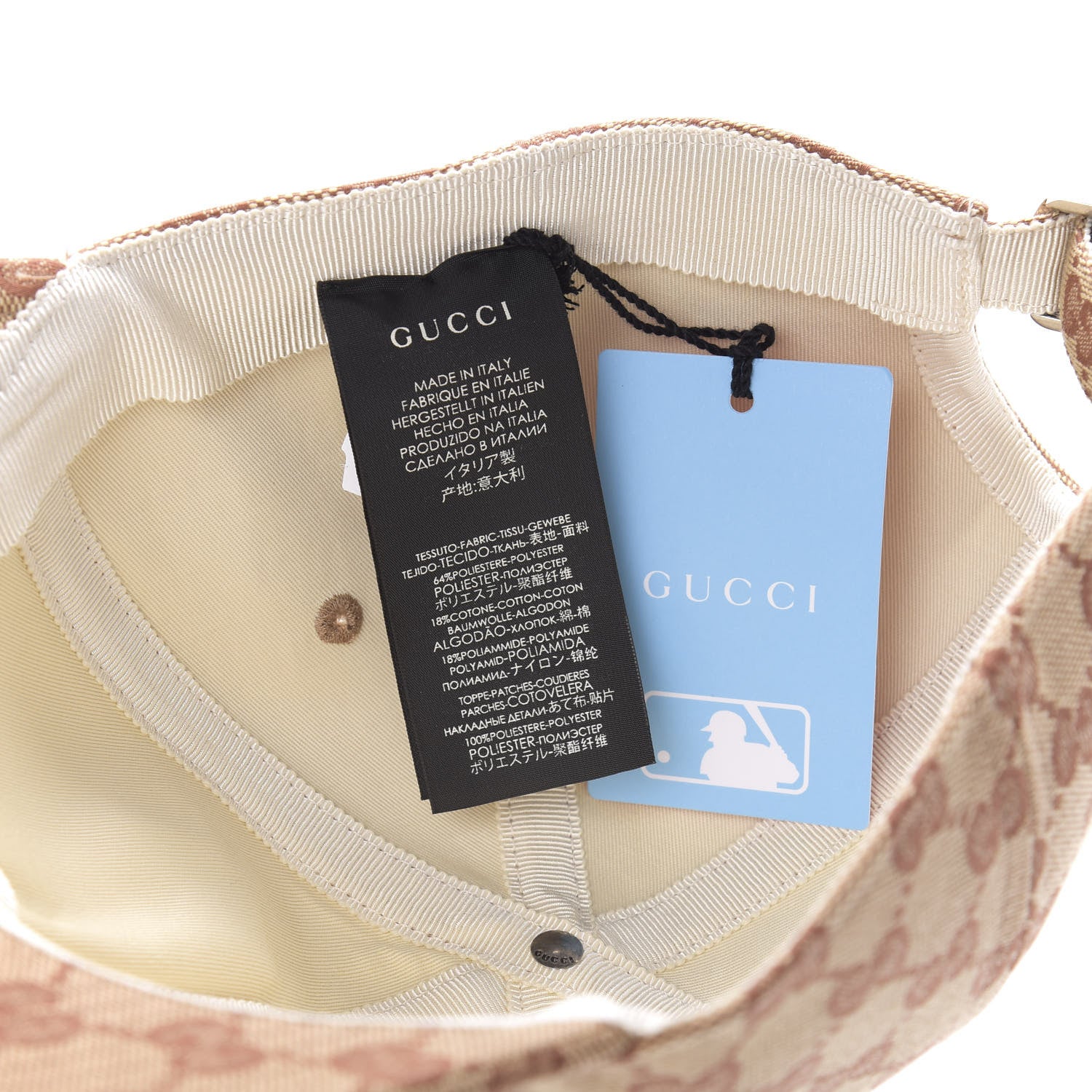 Gucci X MLB Monogram NY Yankees Baseball Hat 57-61 Beige Ruggine 8 of 10
