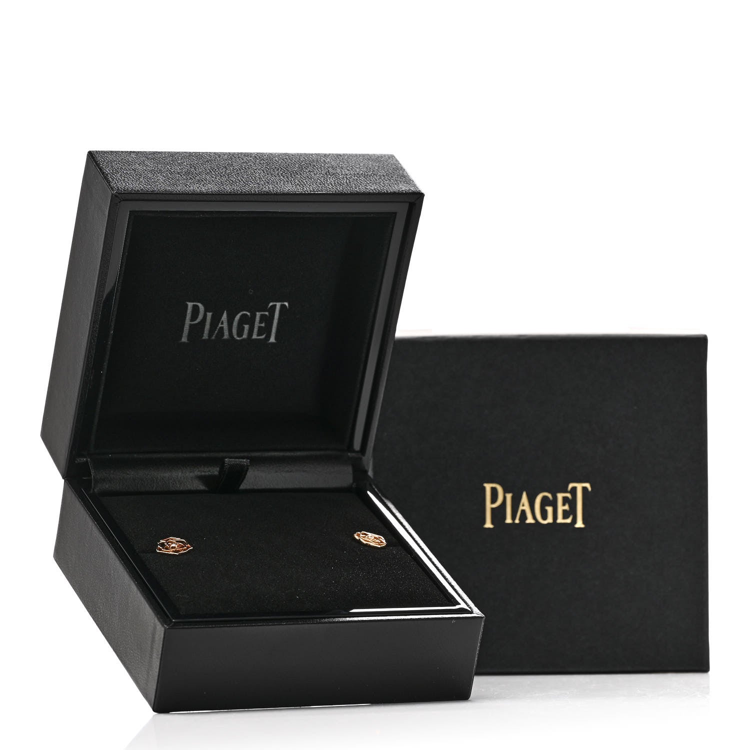 Piaget 18K Rose Gold Diamond Open Rose Earrings 5 of 5