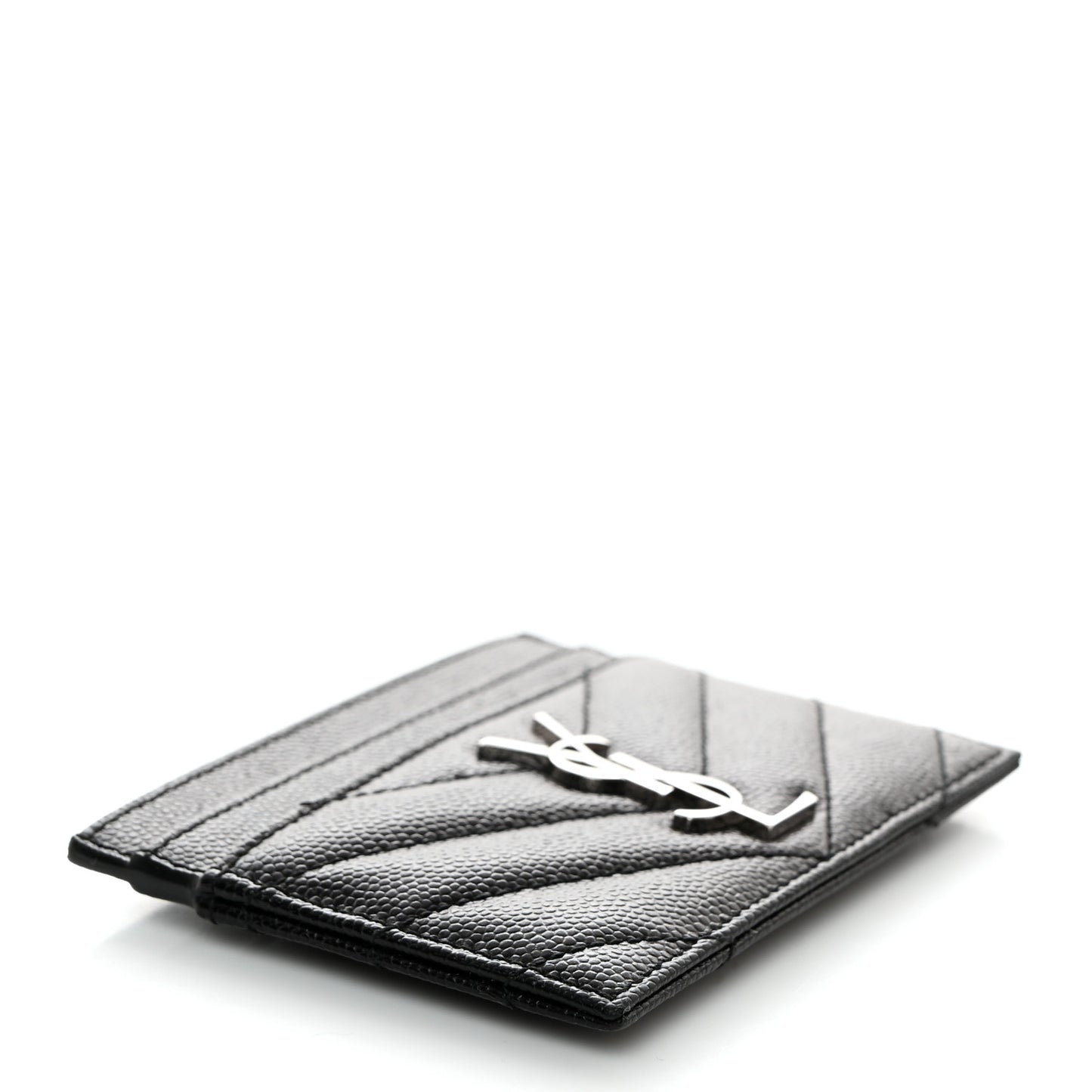 Grain De Poudre Matelasse Chevron Monogram Credit Card Case Black