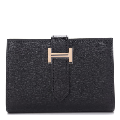 Hermes Chevre Mysore Mini Bearn Wallet Black 1 of 7