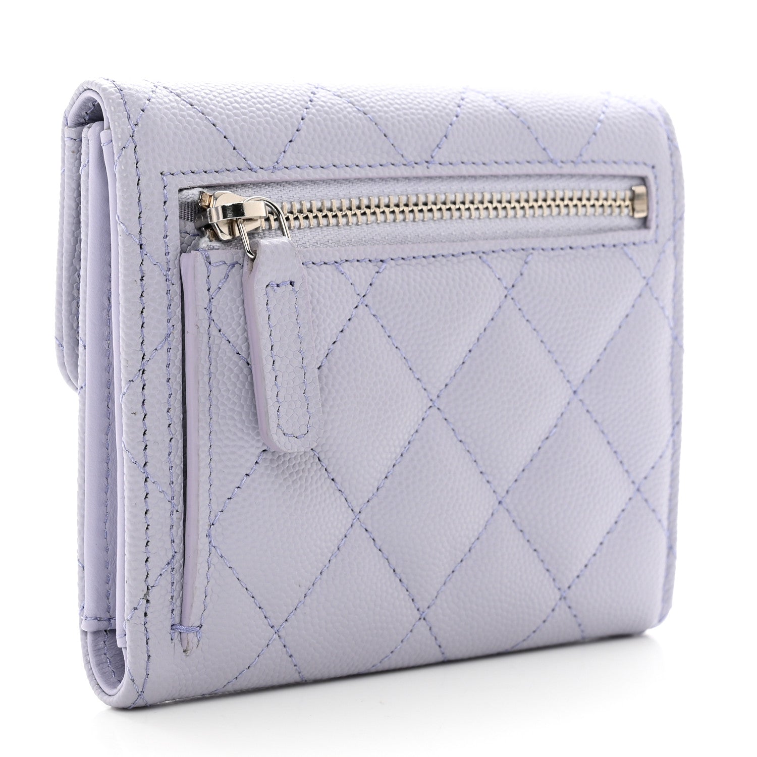 Chanel Caviar Quilted Compact Flap Wallet Light Purple 3 of 8
