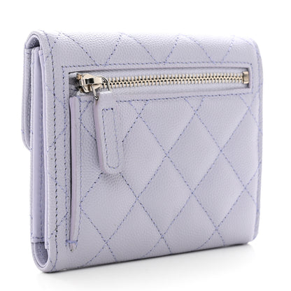 Chanel Caviar Quilted Compact Flap Wallet Light Purple 3 of 8
