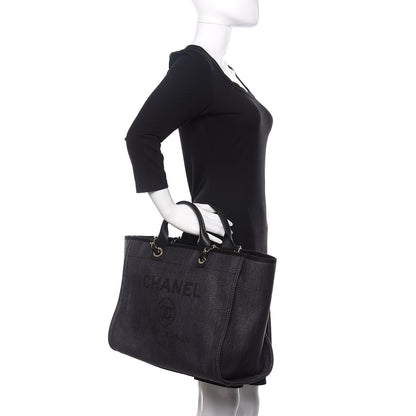 Chanel Mixed Fibers Calfskin Medium Deauville Tote Black 3 of 13