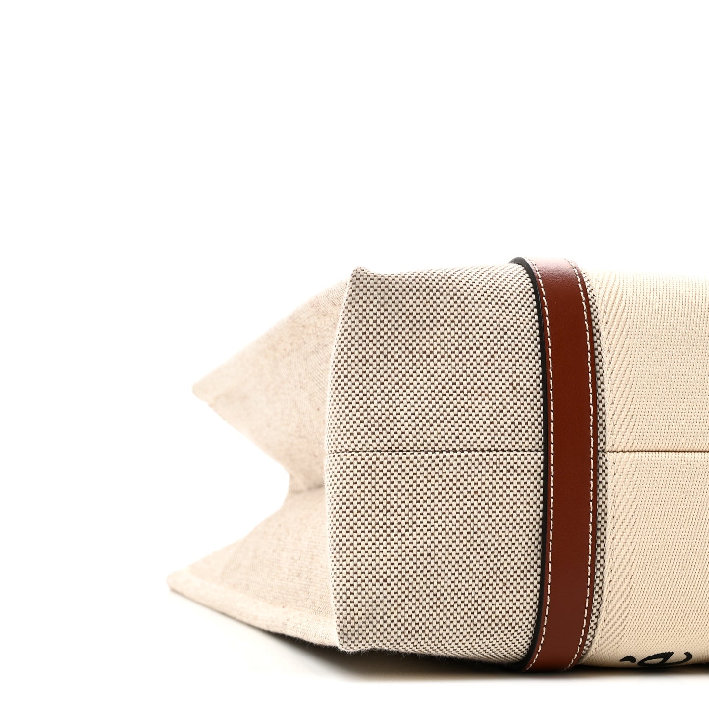 Cotton Calfskin Medium Woody Ribbon Tote White Brown