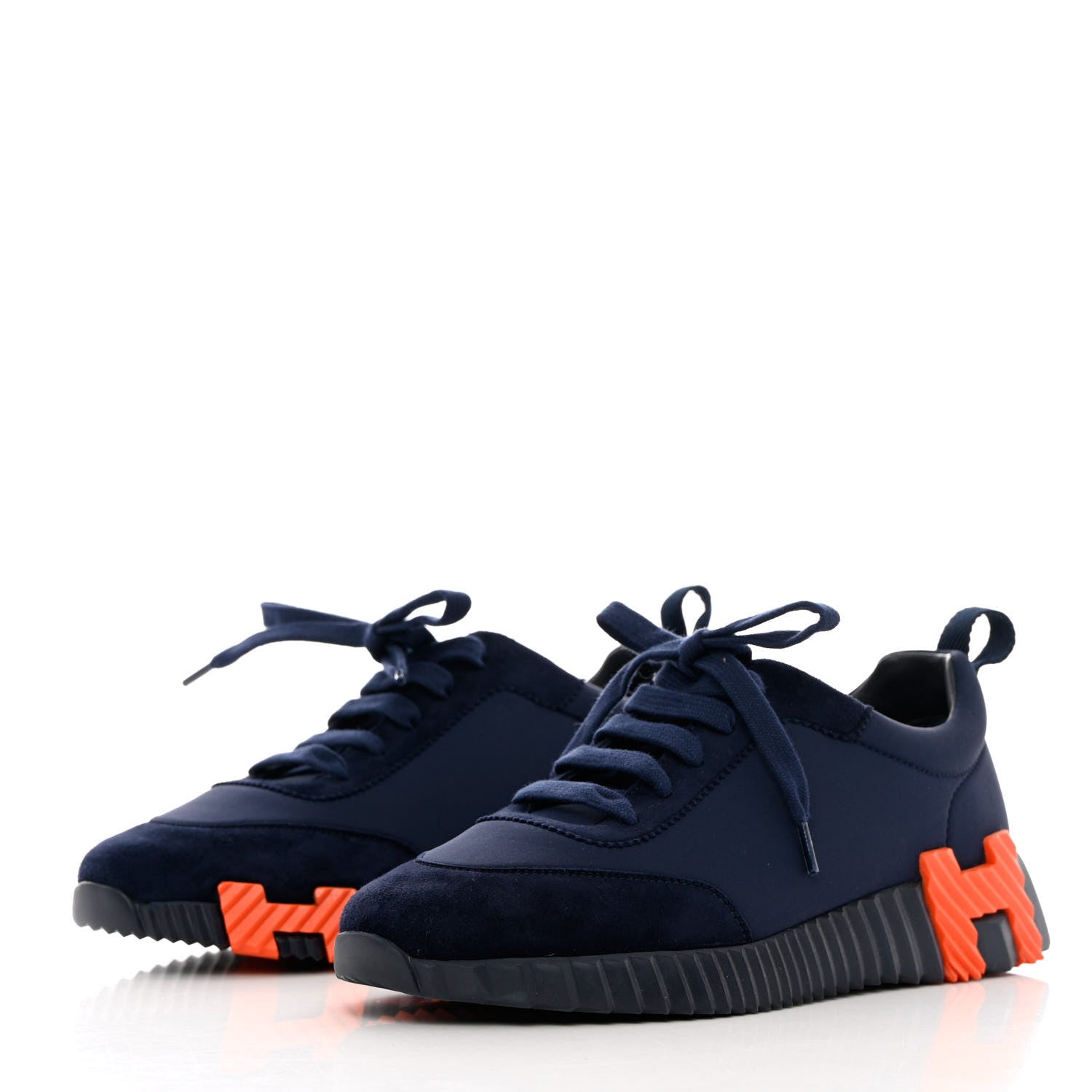 Hermes Technical Jersey Suede Goatskin Bouncing Sneakers 37 Marine 3 of 8