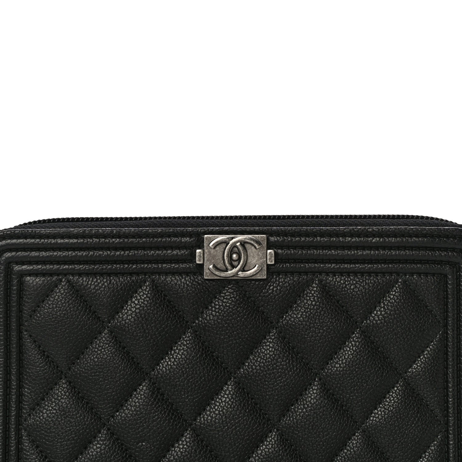 Chanel Caviar Quilted Boy Long Zip Around Wallet Black 9 of 11