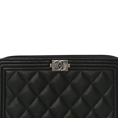 Chanel Caviar Quilted Boy Long Zip Around Wallet Black 9 of 11