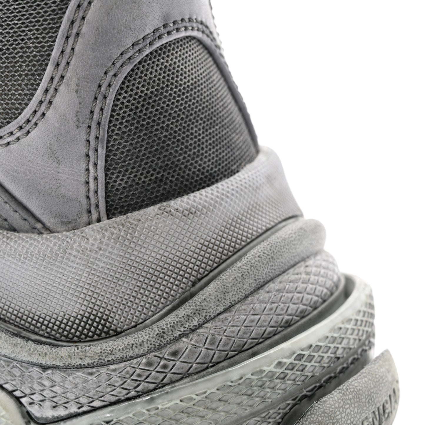 Fabric Mesh Dyed Mens Triple S Sneakers 45 Grey
