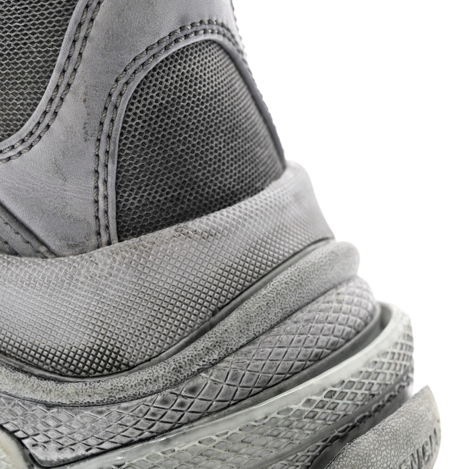 Balenciaga Fabric Mesh Dyed Mens Triple S Sneakers 45 Grey 12 of 13