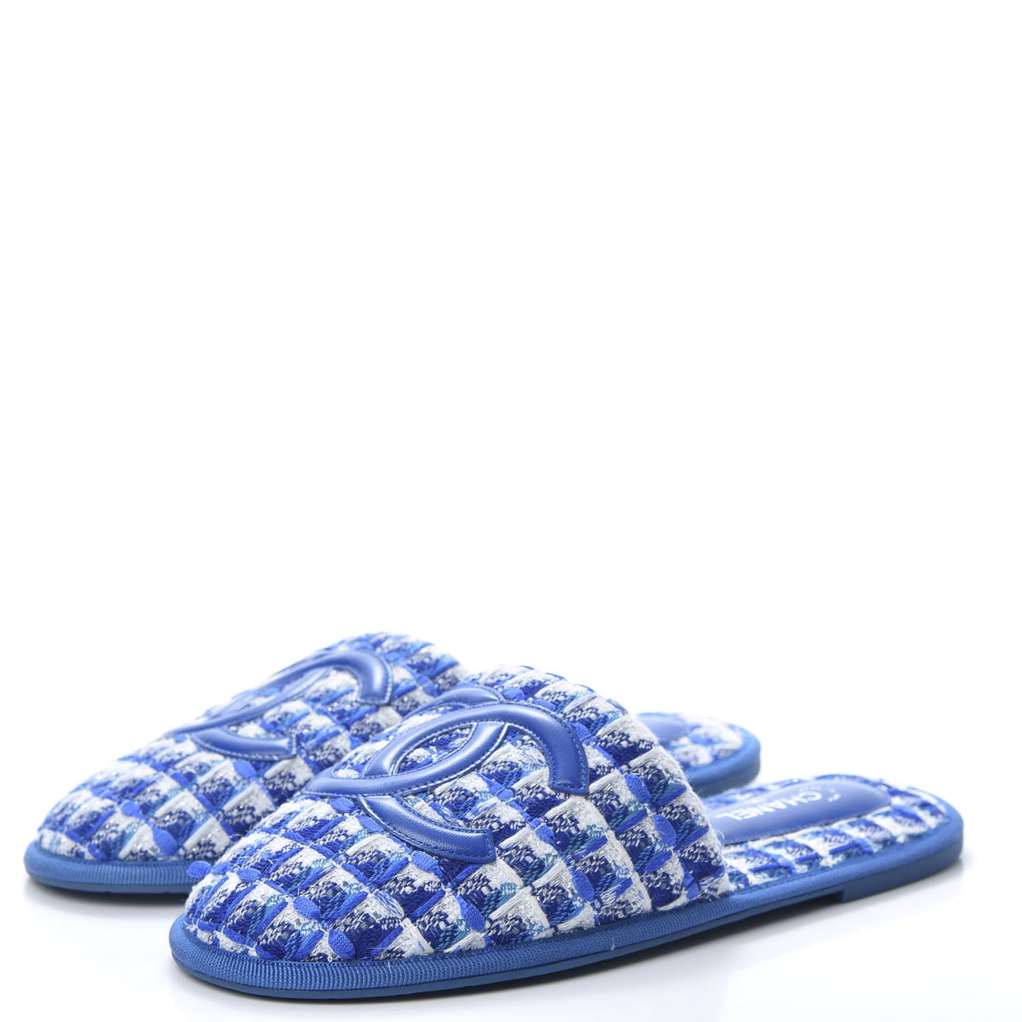 Tweed CC Flat Mules S Blue