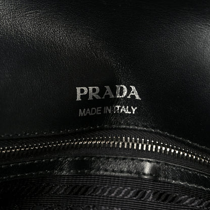 Prada Soft Calfskin Impunture Diagramme Large Chain Flap Shoulder Bag Black 6 of 10