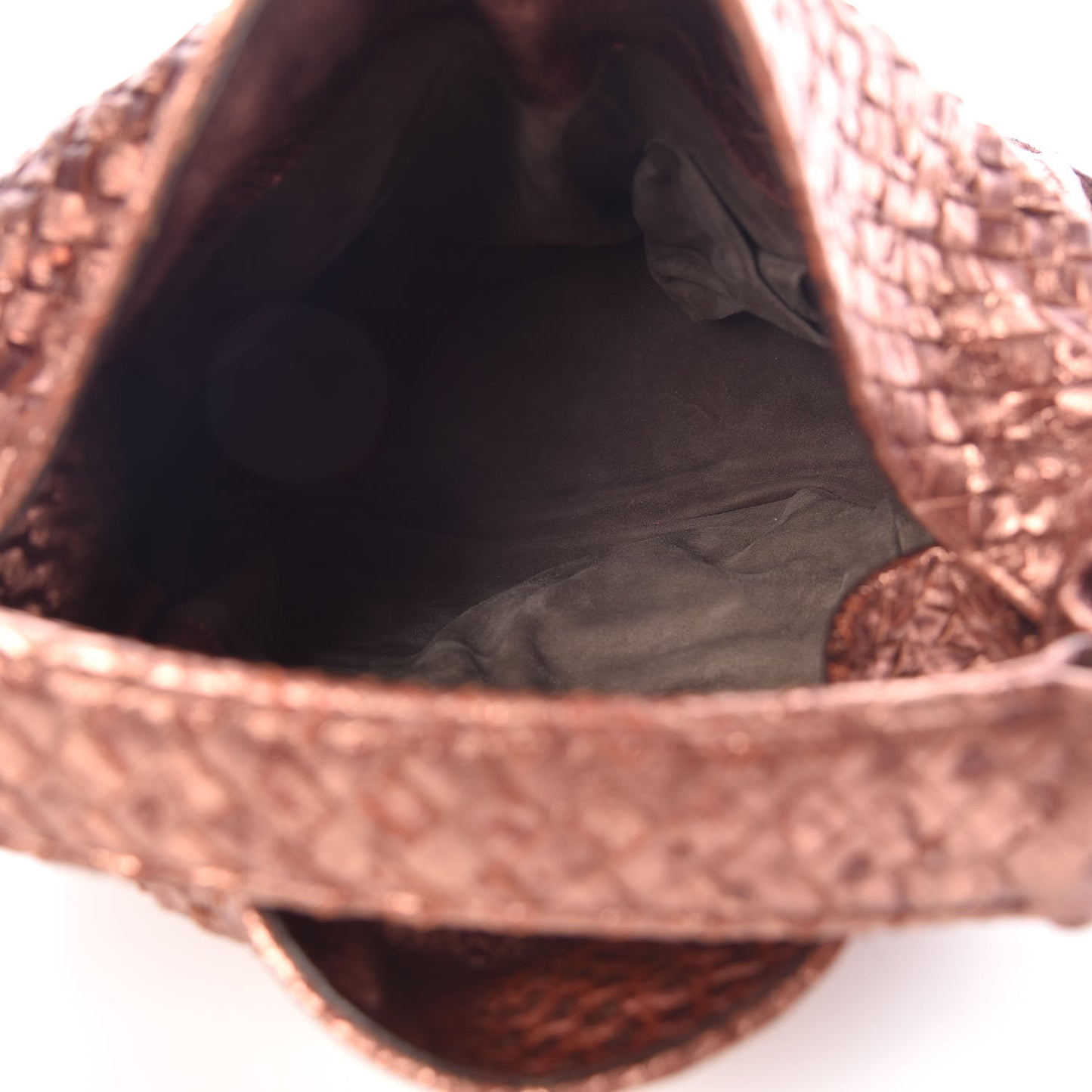 Metallic Ostrich Intrecciato Hobo Copper