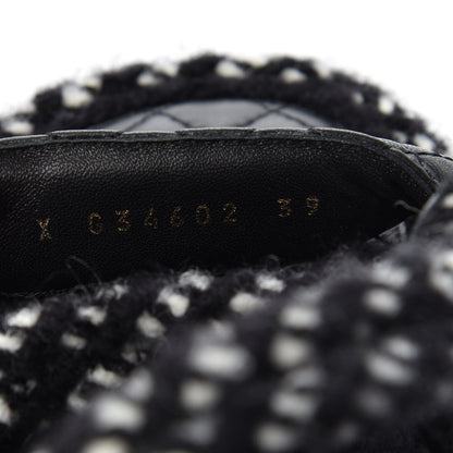 Chanel Cord Lambskin Quilted Logo Sandals 39 Black White 8 of 10