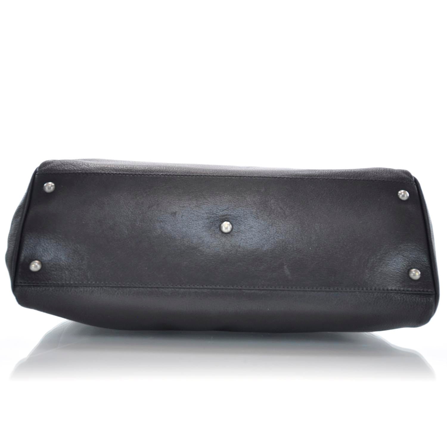 Fendi Goatskin Large Peekaboo Iconic Satchel Black Lampone 6 of 12