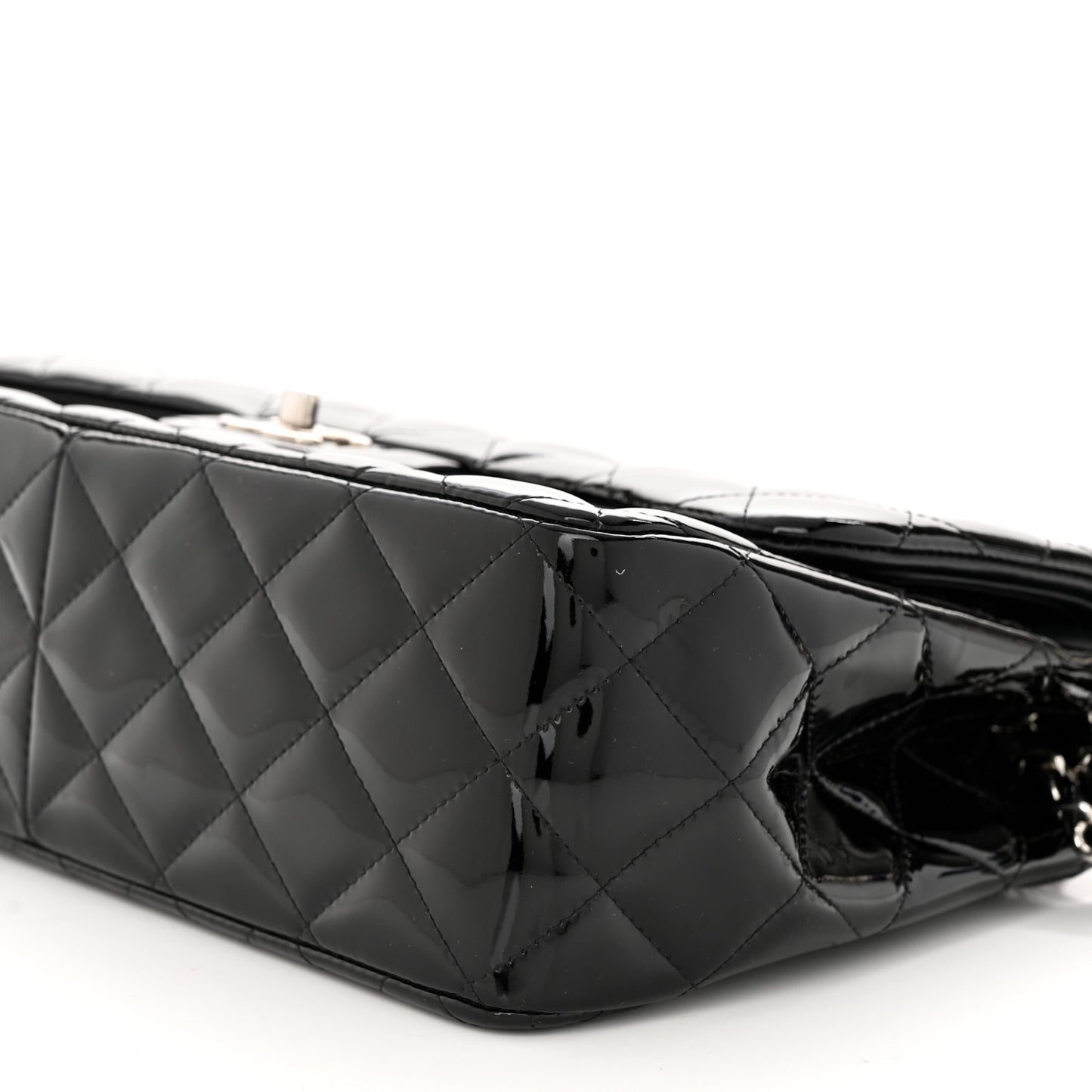 Patent Quilted Jumbo Double Flap Black