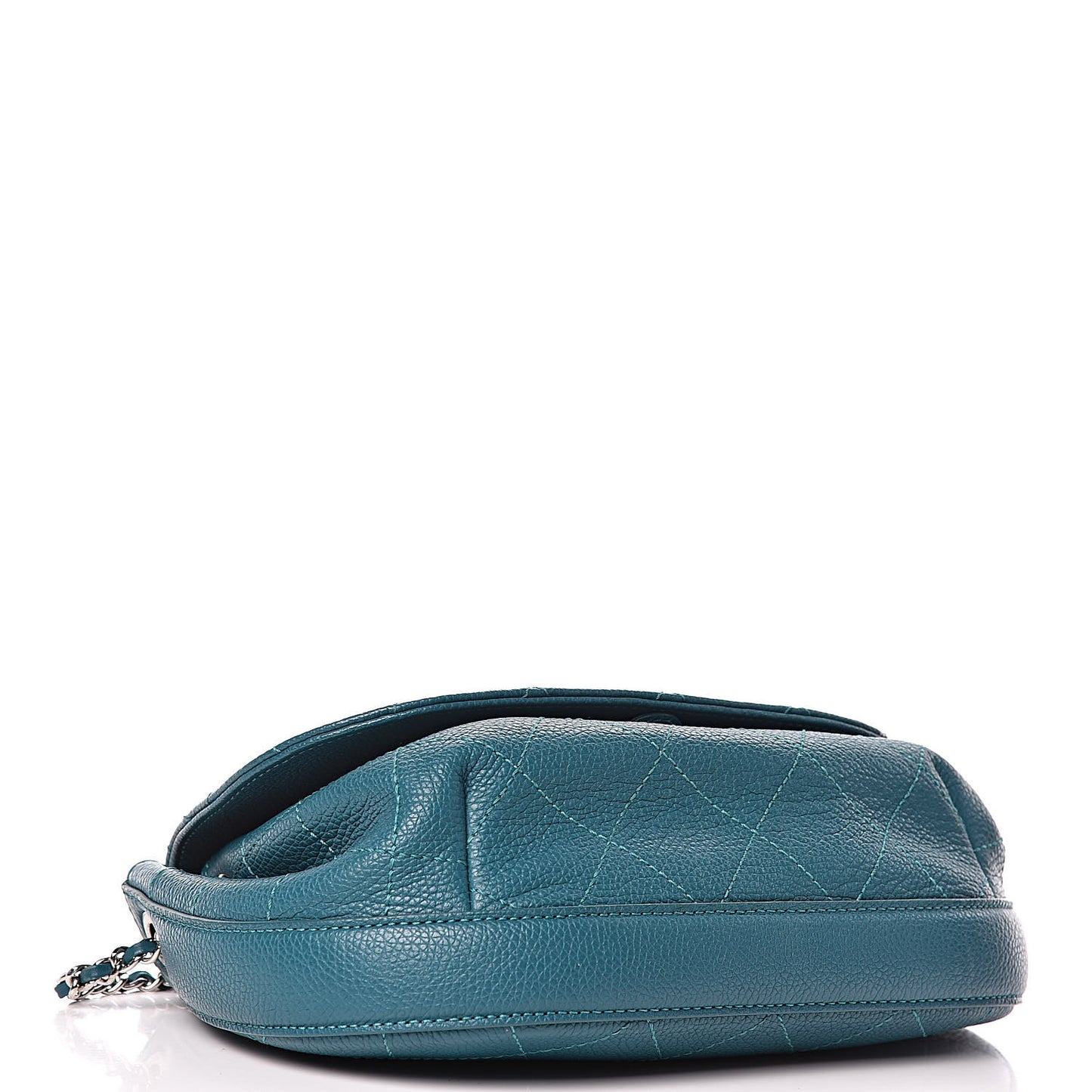 Grained Calfskin Stitched Messenger Flap Bag Teal