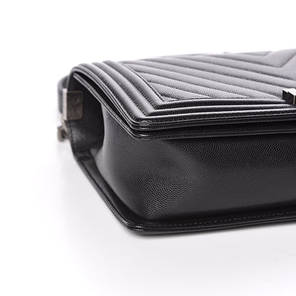 Chanel Caviar Chevron Quilted New Medium Boy Flap Black 8 of 11