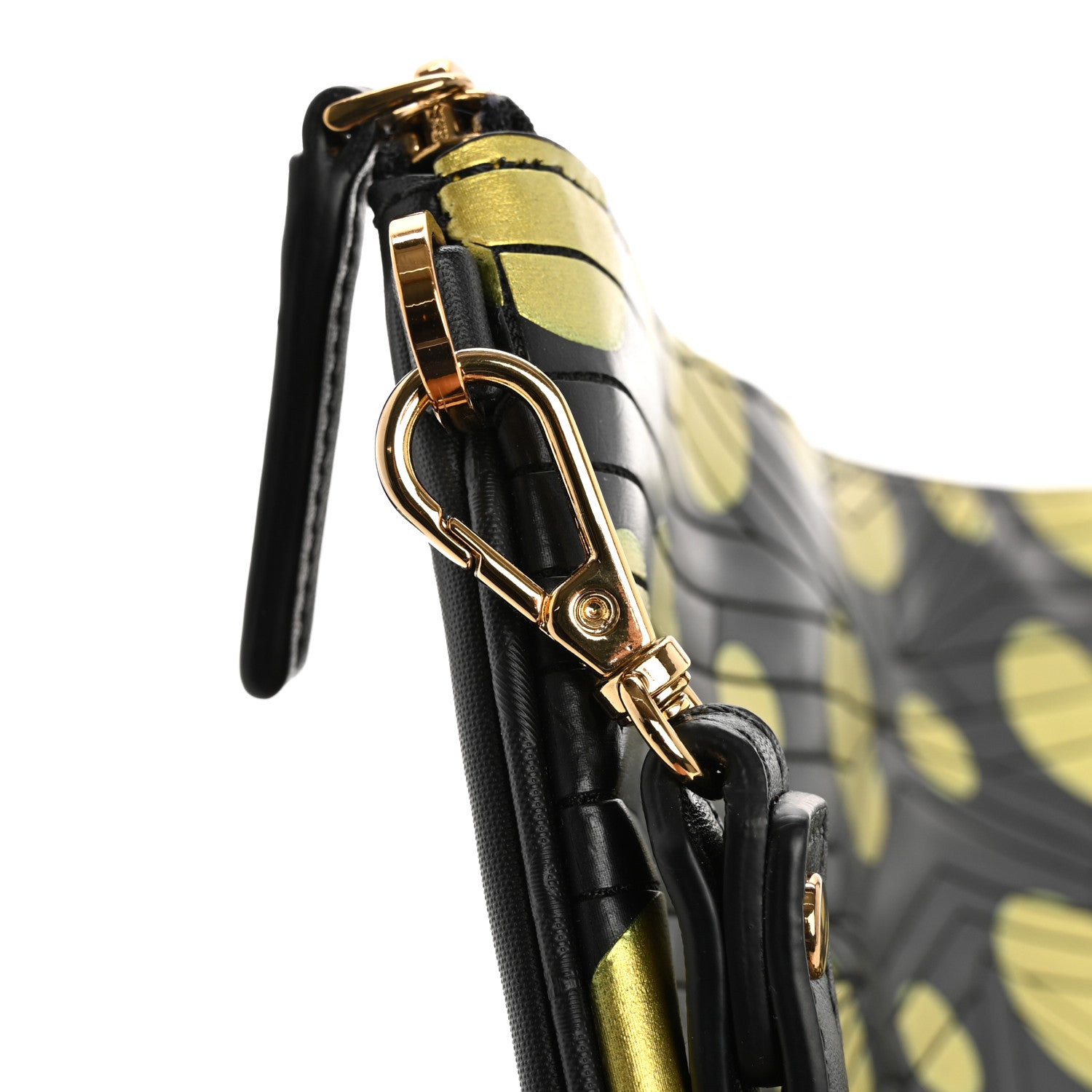 MCM Visetos Polka Dot Wristlet Zip Pouch Black Gold 8 of 10