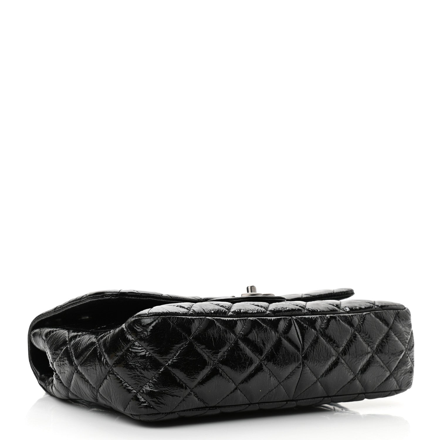 Chanel Crinkled Patent Quilted Jumbo Single Flap Black 4 of 10