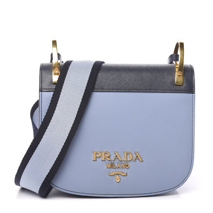 Prada City Calfskin Saffiano Pionniere Saddle Bag Astrale Baltico 1 of 11