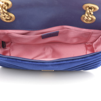 Gucci Velvet Matelasse Mini GG Marmont Shoulder Bag Cobalt Blue 5 of 13
