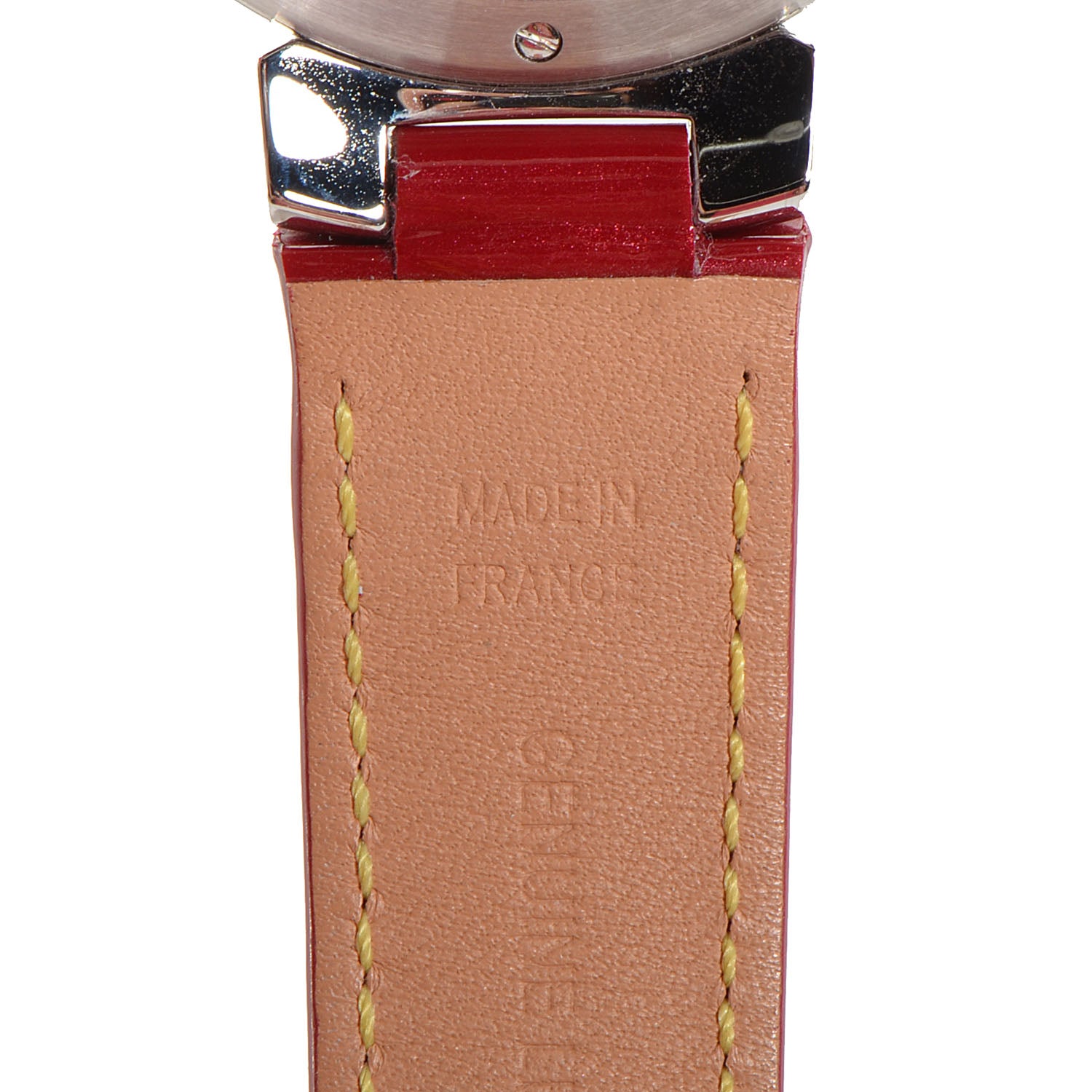 Louis Vuitton Stainless Steel Vernis Diamond 34mm Tambour Forever Quartz Watch Red 6 of 12
