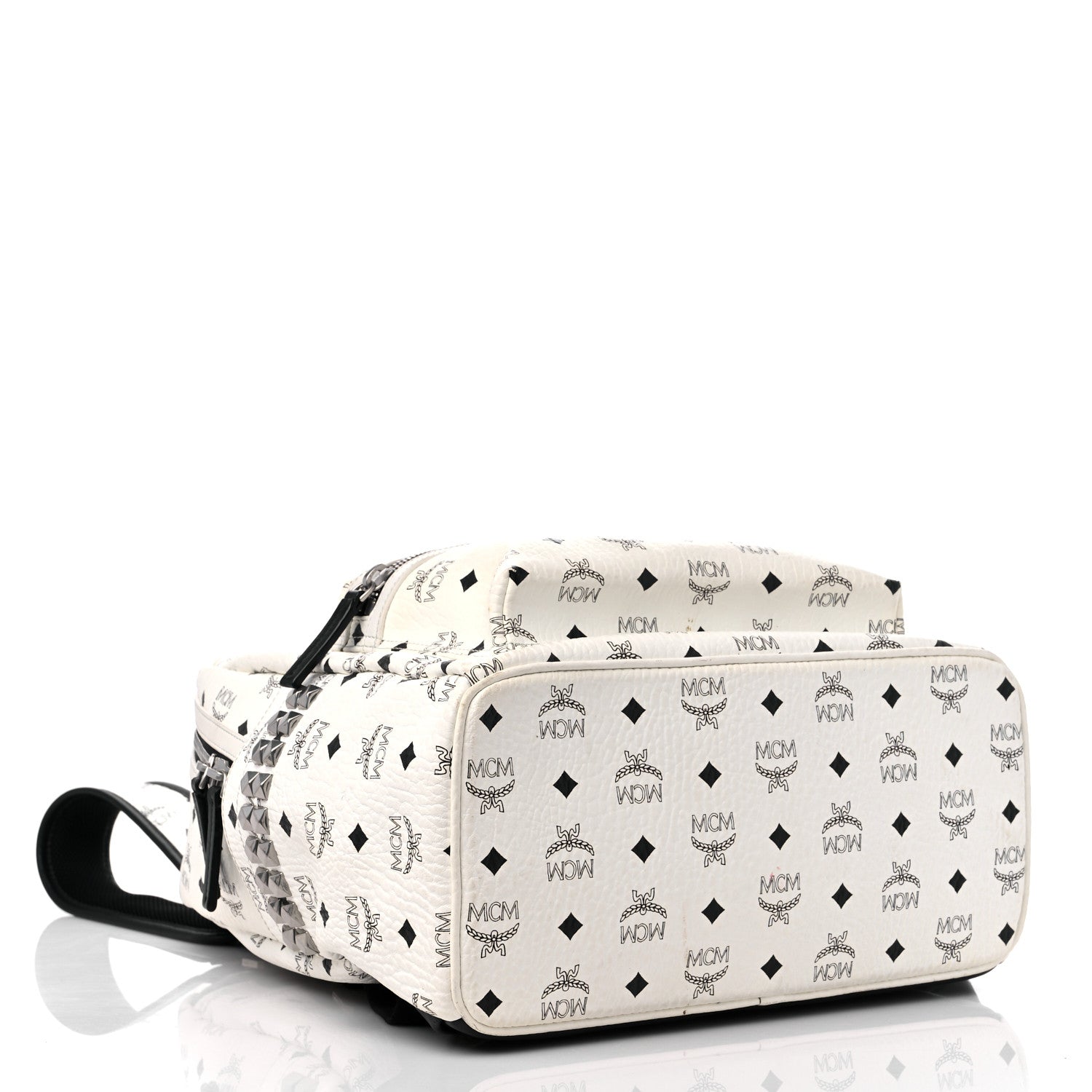 MCM Visetos Medium Side Studs Stark Backpack White 4 of 15